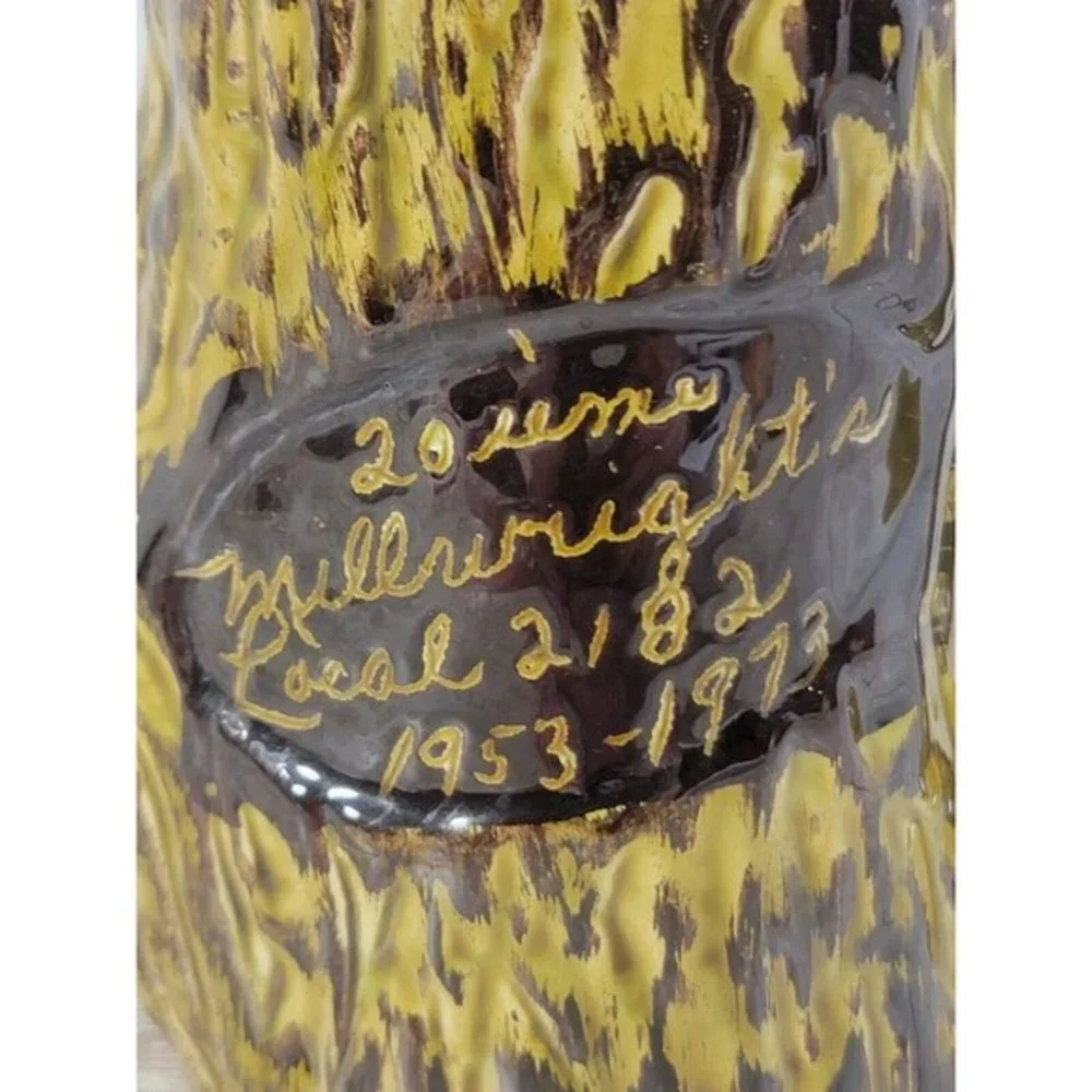 Handmade Tree Stump‎ Shaped Pottery Coffee Tea Mug Signed Millrights Unique